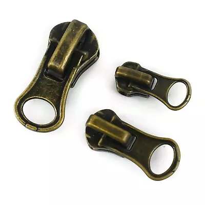 Brass AutoLock Zipper Pull For Metal Zips #3 #5 And #8 - Slider Runner Fastener  • £2.85