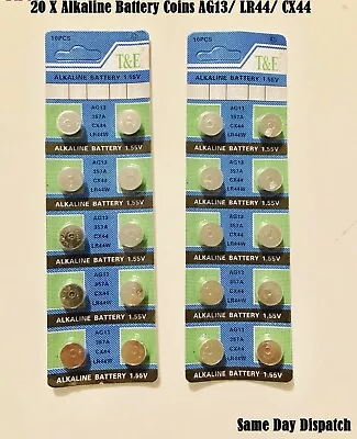 10 X AG13 LR44 CX44 357A ALKALINE BUTTON / COIN CELLS BATTERIES WATCH BATTERY* • £1.99