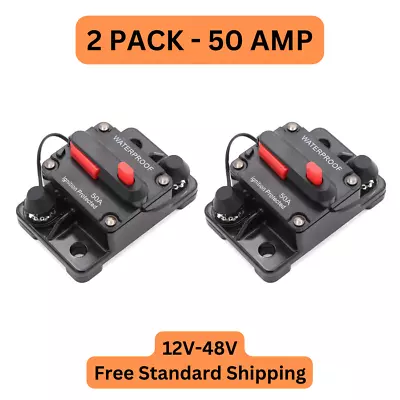 2 PACK 50 Amp Waterproof Circuit Breaker Auto/boat/Solar 12-48V DC Manual Reset • $19.99