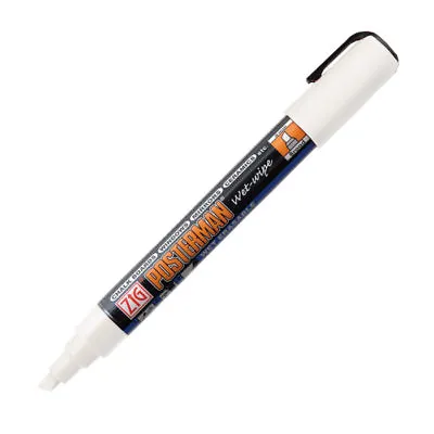 Zig Posterman Wet Wipe Chalkboard Pens White 6mm Broad Tip Various Quantities • £3.99