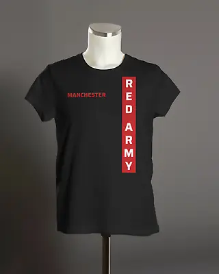 Man Utd RED ARMY T-Shirt | Hooligan Firm Manchester | Unisex Organic | Stripe • £19.95