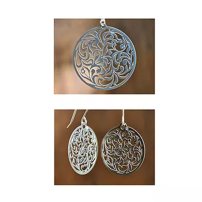 Beautiful Laser Cut Stainless Steel Lotus Necklace Earrings Sterling Silver   • $45