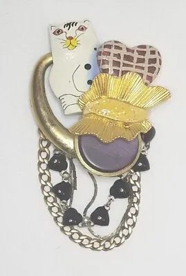 Vintage Cat Steampunk Brooch Pin • $11.99