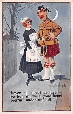 Postcard  Donald Mcgill Military Wwi  Scotsman Kilt Maid Heart Beating • £4.90