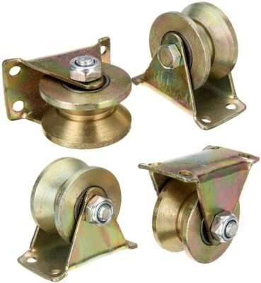 $27.71 • Buy 4Pcs 2 Inch V Groove Wheel Sliding Gate Bracket Roller Heavy Duty Caster Wheels