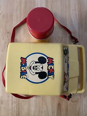 Walt Disney Mickey Mouse 1990s Mickey Mobile Plastic Lunchbox W/ Thermos • $13