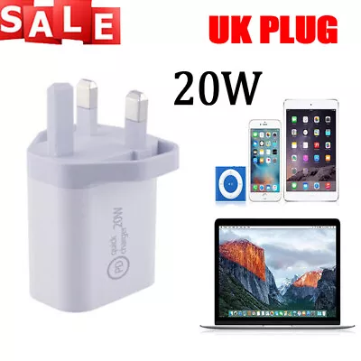 20W UK Plug USB-C Fast Wall Charger Power Adapter For IPhone 12/11/8 Pro IPad UK • £6.16