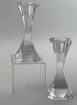 VILLEROY & BOCH Crystal Cocktail Club Candlestick Candle Holders. Set Of 2 • $34.95