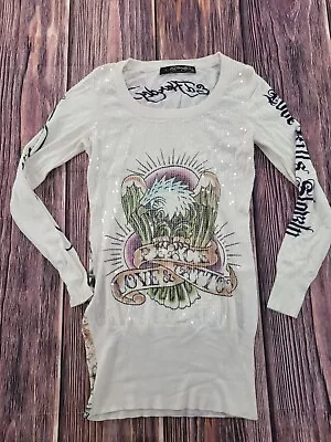 Ed Hardy Christian Audigier Y2K Love Kills Slowly Sequin Sweater Dress M (36) • $75