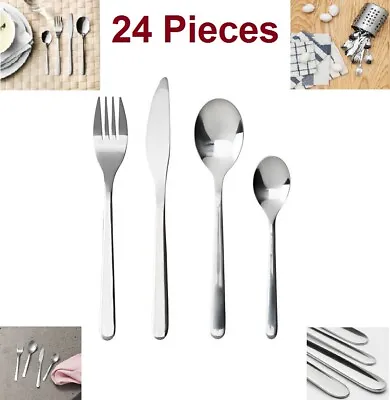 New IKEA FÖRNUFT (Fornuft) 24 Pieces Stainless Steel Cutlery Set Kitchen Set UK • £18.85