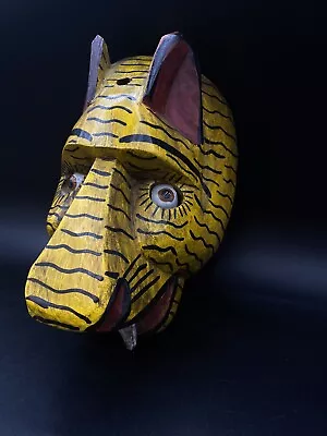 Oaxaca Alebrije Style Mexican Folk Art Carved Wood Jaguar Leopard Cat Mask READ • $71.99