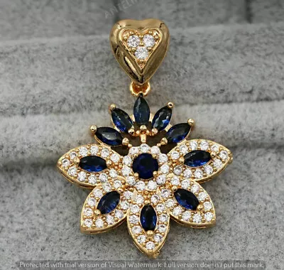 2.50 Ct Marquise Cut Sapphire & Diamond Women's Pendant 14K Yellow Gold Finish  • $106.24