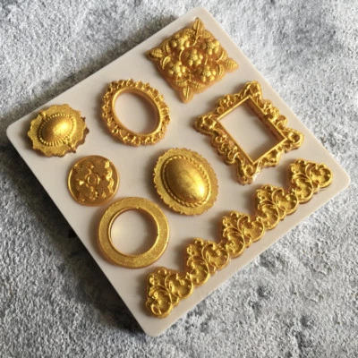 £3.79 • Buy 3D Vintage Frame Silicone Fondant Mold Cake Jewel Pearl Chain Baking Icing Mould
