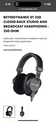 Beyerdynamic DT 250 Monitoring Studio Headphones Recording- Excellent Condition • $139