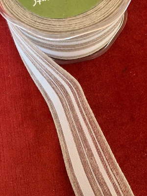 £1.25 • Buy Linen Look Striped Grossgrain 38mm Width T877 Sold Per Metre