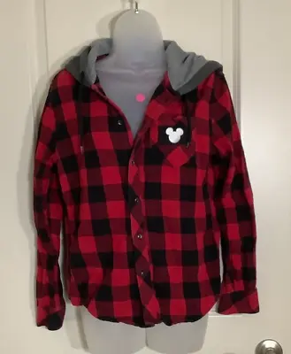 Disney Mickey Mouse Jacket Women's Small Cotton Blend Red And White Check Button • $30