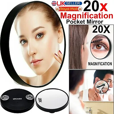 20X Magnifying Make Up Mirror Cosmetic Vanity Handbag Travel Small Pocket Mirror • £4.04