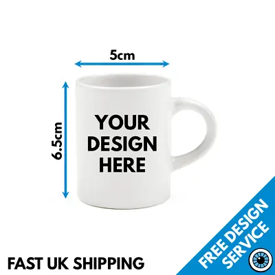 3oz Small Custom Printed Espresso Mug • Cup Gift Text Photo Image & Logo Mugs • £7.95