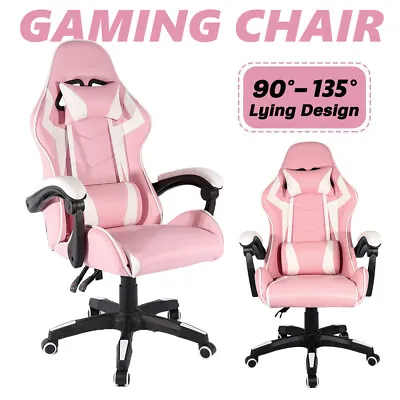 Ergonomic Gaming Computer Chair Swivel Office Chair Recliner Leather Desk Chairs • £79.91