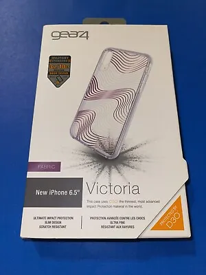 🔥🔥🔥Gear4 Victoria Series Case—iPhone XS Max—Clear W/Purple Fabric Pattern‼️ • $2.99