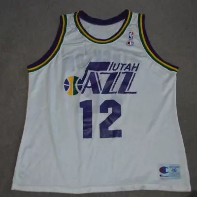 Vtg John Stockton Utah Jazz Champion Basketball Jersey Sz 48 • $99.95