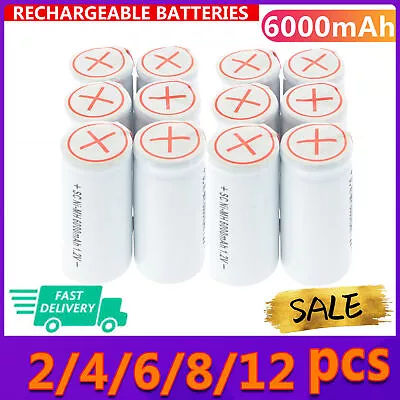 With Tab 6000mAh 6x Sub C SubC Rechargeable Battery USA 1.2V Ni-MH White Color • $11.94