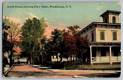 Middletown New York - Elk's Home At South Street - Vintage Postcards - Posted • $11.04