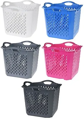 £9.99 • Buy Square Large Deep Laundry Basket Washing Clothes Basket Stackable Bright Colours