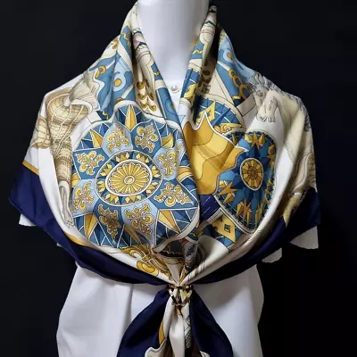 RARE VINTAGE HERMES Silk Scarf  L'AIR MARIN  Carre 90 By Joachim Metz • $228