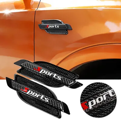 2x Carbon Fiber Car Side Fender Emblems Leaf Plate Sticker Badge Sports Decal • $35.19