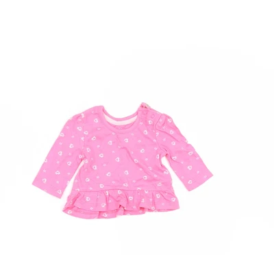 £4 • Buy Earlydays Girls Pink Geometric Cotton Basic T-Shirt Size Newborn Roll Neck - 7.5