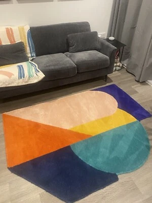 £65 • Buy Habitat Studio Multi Coloured Geometric Flat Weave 100% Wool Rug Handmade