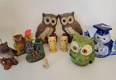 Lot Of Vintage Owl Figurines Collection Of 10 • $30