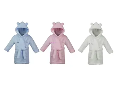 Baby Boy Baby Girl Personalised Dressing Gown In Blue White Or Pink • £14.95