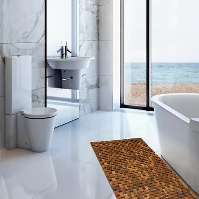 £24.95 • Buy Wooden Bath Mat Shower Duck Board Bathroom 80x50cm Rectangular Slatted Non Slip 