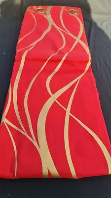 Modern & Bold Red & Metallic Gold Swirl Fully Lined Ring Top Curtains • £29.99