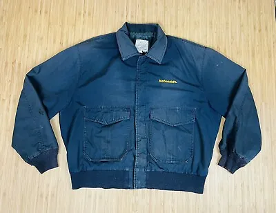 RARE Vintage 1989 McDonalds Employee Jacket Mens Size XL Blue Distressed Stained • $79.99