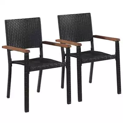 2x Outdoor Dining Chairs Poly Rattan Black Garden Patio Furniture Seat VidaXL • $174.99