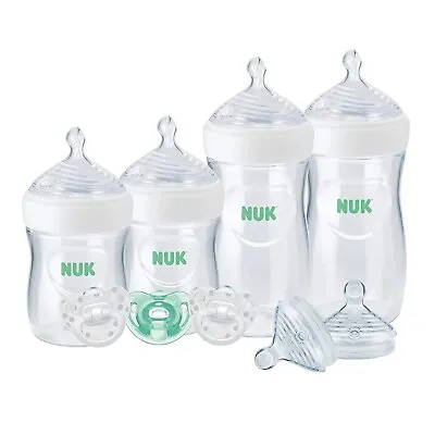 Nuk Simply Natural Baby Bottle SafeTemp Gift Set Nipples Pacifiers Bottles White • $35.99