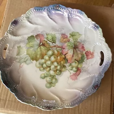 Antique/vintage  Leuchtenburg Germany Handled Plate Grape/leaf 9” Luster Ware • $16.99