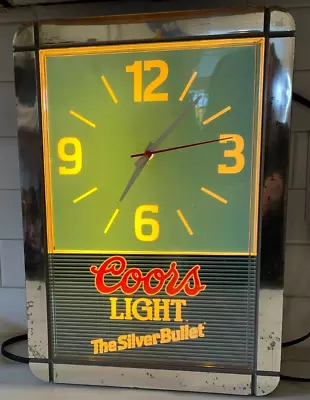 Vintage Coors Light The Silver Bullet Beer Lighted Clock Sign Works Bar Man Cave • $79.99