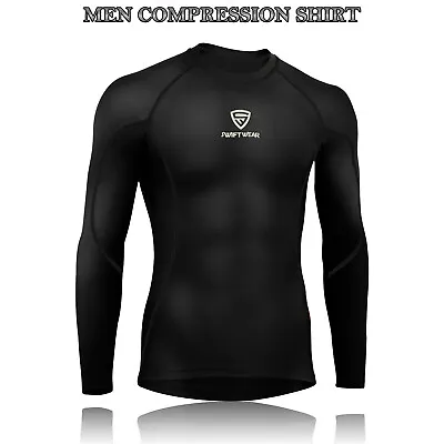 Mens Compression Armour Base Layer Top Long Sleeve Thermal Gym Sports Shirts UK • £9.99