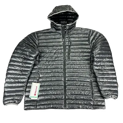 Marmot Mens Avant Featherless Hooded Puffer Jacket Black 2XL • $124.97