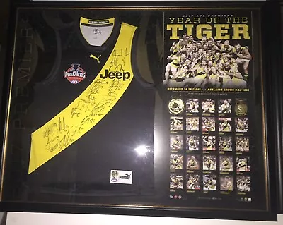 $1995 • Buy Richmond 2017 Afl Team Hand Signed Framed Premiership Jumper Cotchin Martin 