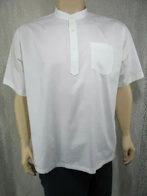 G.G. Kang Custom Collection Seoul Mens Popover Shirt White Nehru Collar XXL • $25