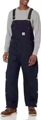 Carhartt Men's Loose Fit Firm Duck Insulated Bib Overall (Navy Blue) • $79.99