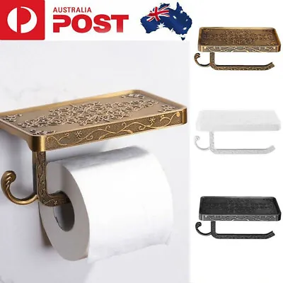 $21.84 • Buy Retro Toilet Paper Roll Holder With Phone Shelf Wall Mounted Brass Tissue Rack