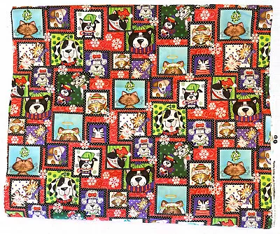 $35 • Buy 3 Yards X 43  Wide Vintage Fabric Cats & Dogs Christmas~Daisy KIngdom 2006 NEW!