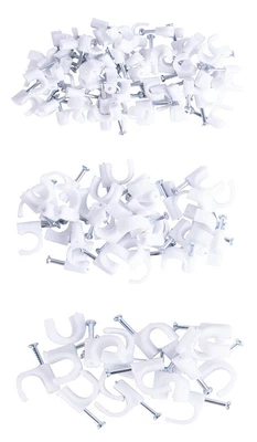 £2.58 • Buy Assorted White Cable Clips Round DIY Wall Tacks Wire Cord Detangle Clamp 100Pcs