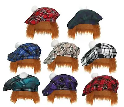 Tartan Tam-O-Shanter With Ginger Hair Scotland Burns Night Hat Fancy Dress • £8.95